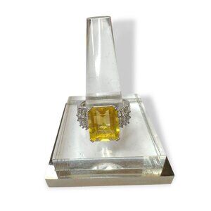 Sterling Silver Ring With Citrine & White Spinel Size 10.5